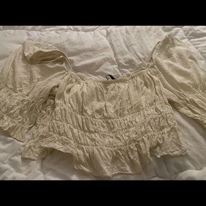 large urban outfitters cream pufferd top
